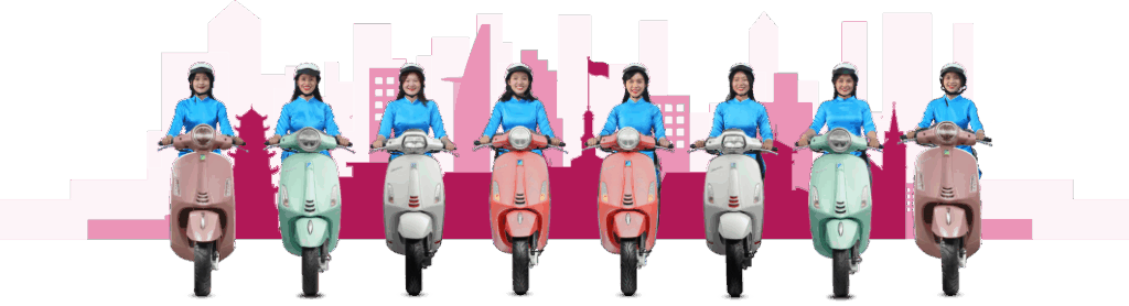 Các cô gái đang lái xe