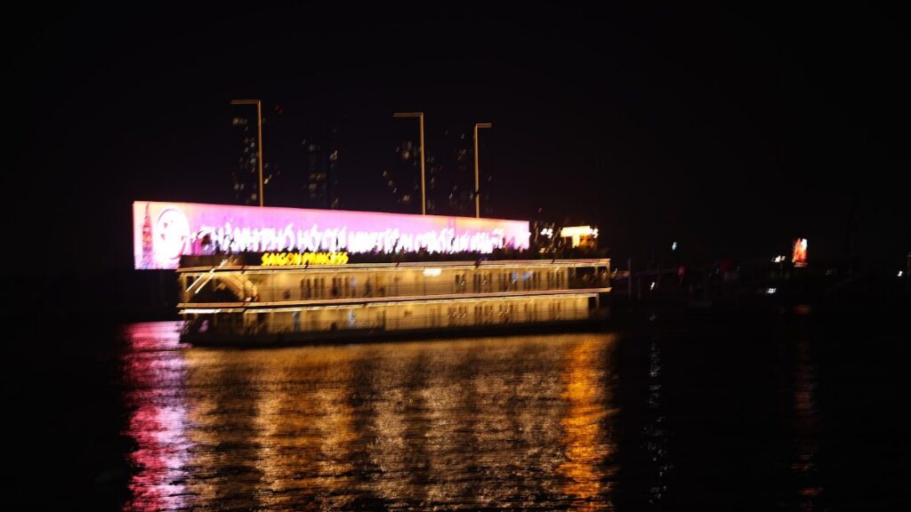Ho Chi Minh City by boat: dinner cruise ship on the Saigon River at night