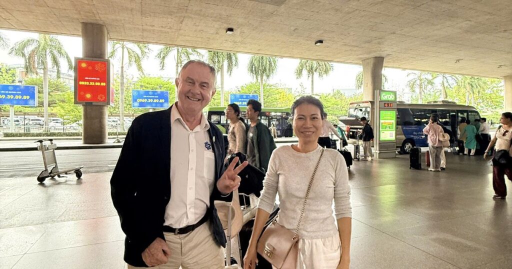 travelers entering Vietnam airport