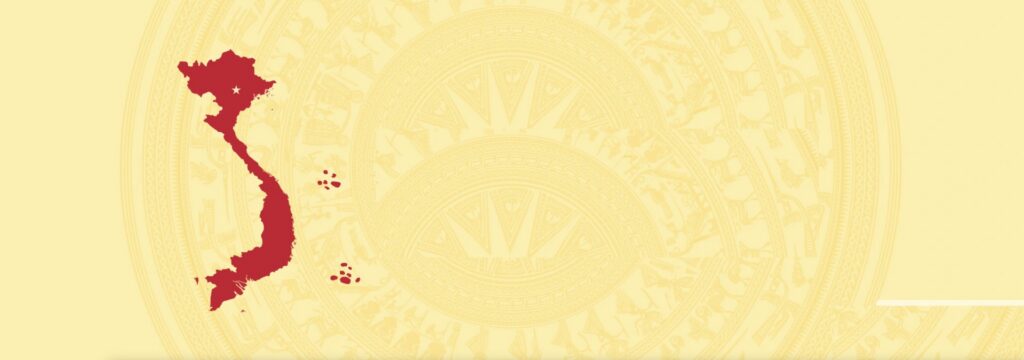 Vietnam map illustration on traditional pattern background