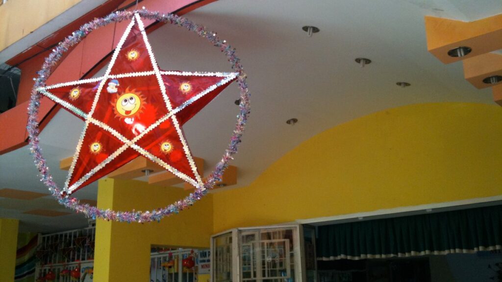 Traditional paper star lantern of the kind sold for the Mid-Autumn Festival in Saigon