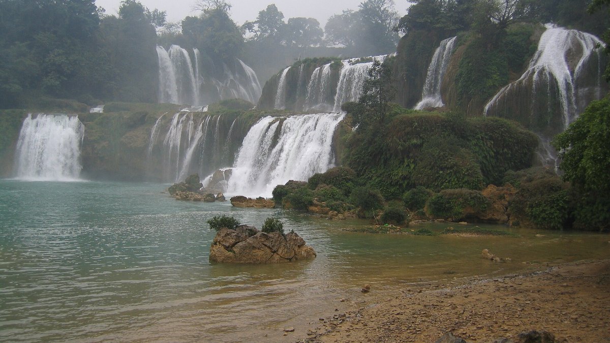 The wide cascades of Ban Gioc Waterfall