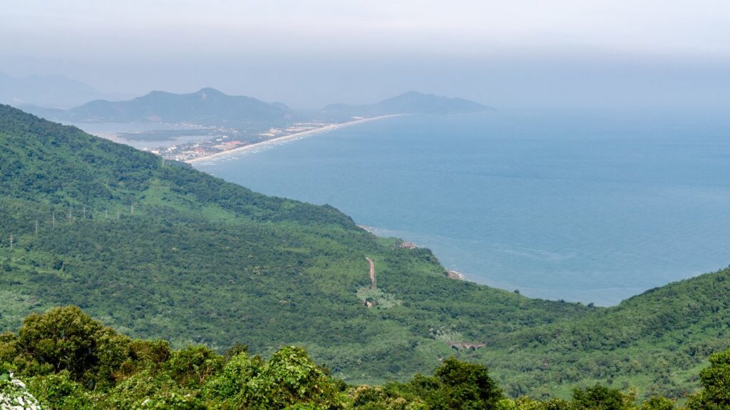 The coast toward Lang Co seen from the Hai Van Pass on the Da Nang to Hue route
