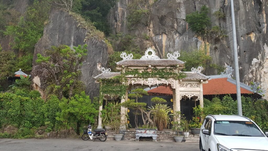 A temple among the cliffs of the Marble Mountains in Da Nang