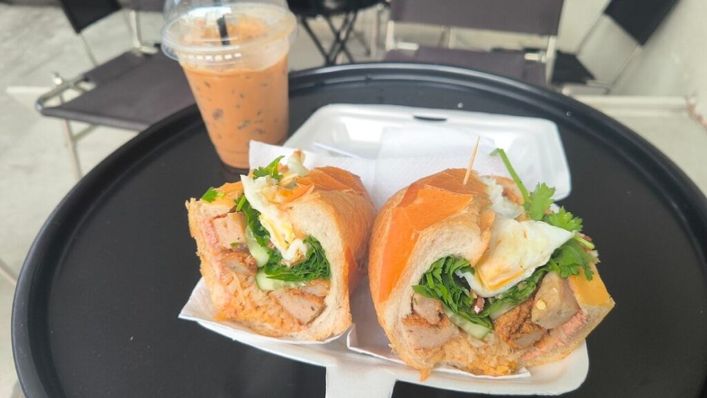 Banh mi, a classic Saigon breakfast, filled and ready to eat