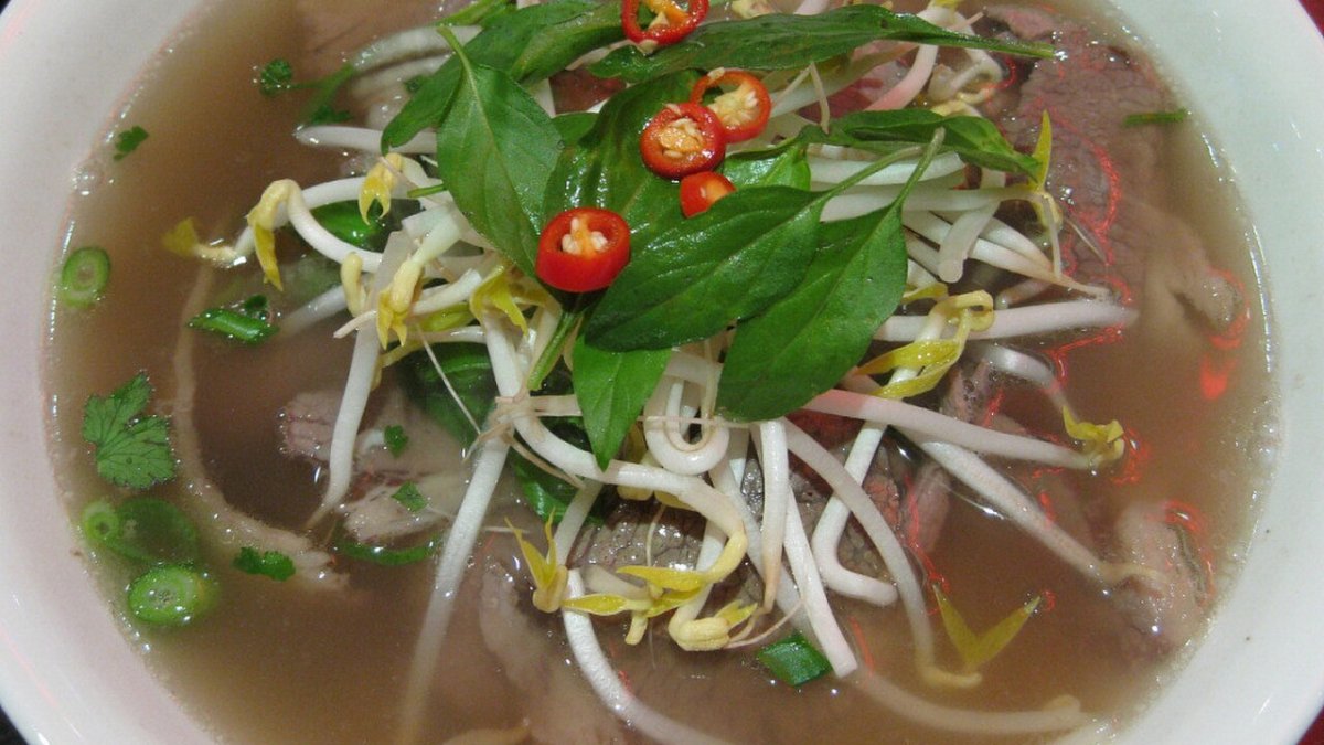 A bowl of pho, a popular Saigon breakfast noodle soup