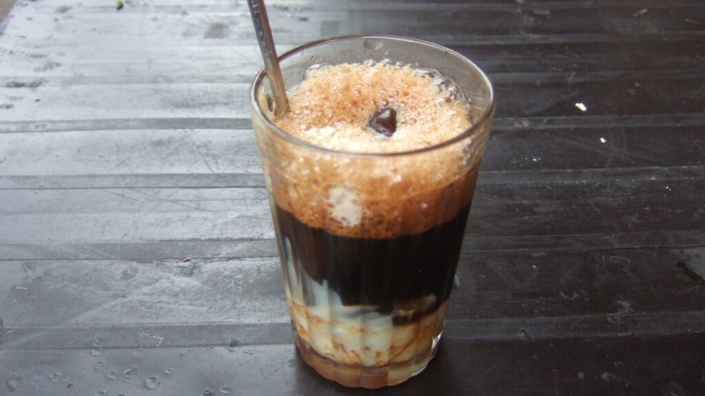 A glass of Vietnamese iced coffee